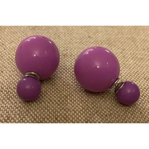 Double Sided Magenta Earrings - Picture 2 of 2